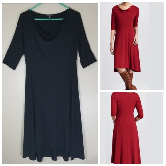 Eileen Fisher Dresses & Skirts - Eileen Fisher dress fit and flare draped cowl neck